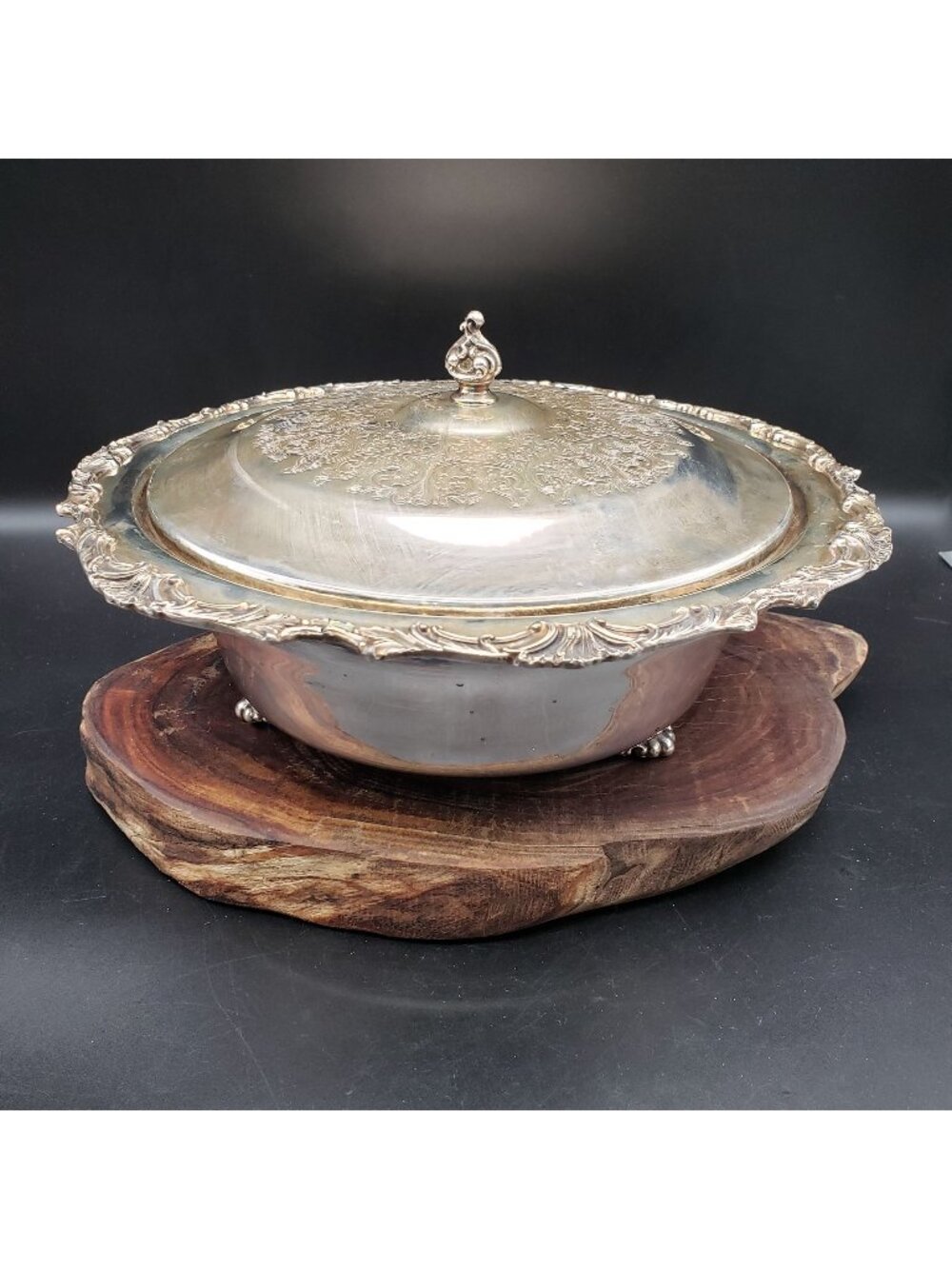 Vintage Oneida Community Silverplate Ascot Covered Casserole Serving Dish Lid 11